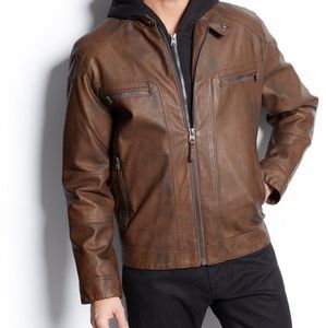 Mens faux leather moto jacket • Calvin Klein